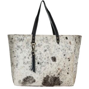 NWT The Kimmy ALL Cowhide Weekender Bag in Black & White Hide